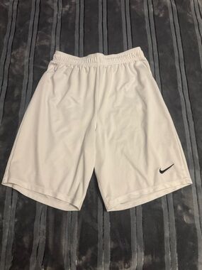 Nike Men’s White Performance Shorts with Black Swoosh